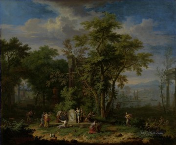Bosque Painting - Paisaje arcadiano con un sacrificio ceremonial Paisaje de bosques de Jan van Huysum